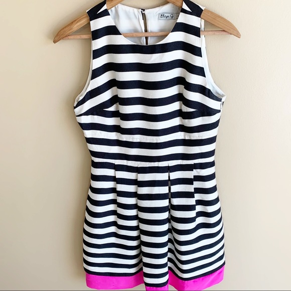 Eliza J stripe fit and flare cocktail RELISTED - Picture 3 of 13